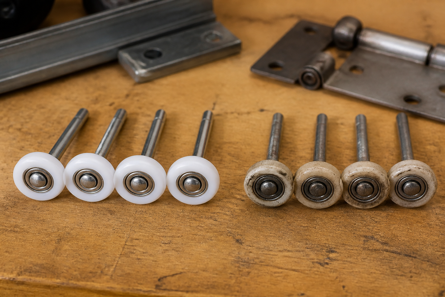 Nylon and steel garage door roller types for residential doors