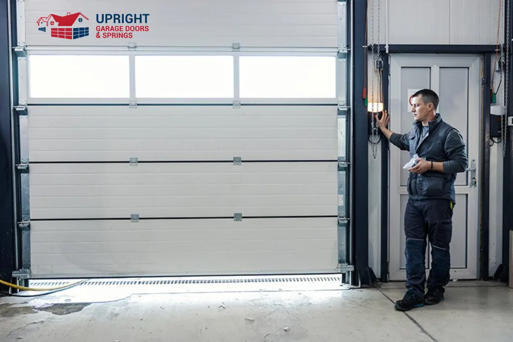 Upright residential garage door panel replacement service