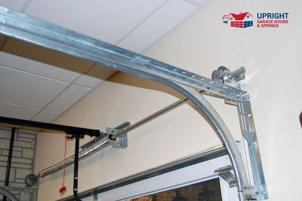 Upright garage door track alignment and adjustment service
