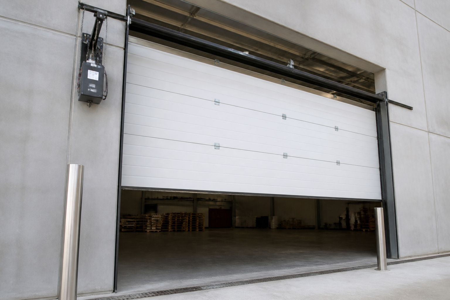 Commercial sectional garage door on a warehouse bay in the Greater Toronto Area