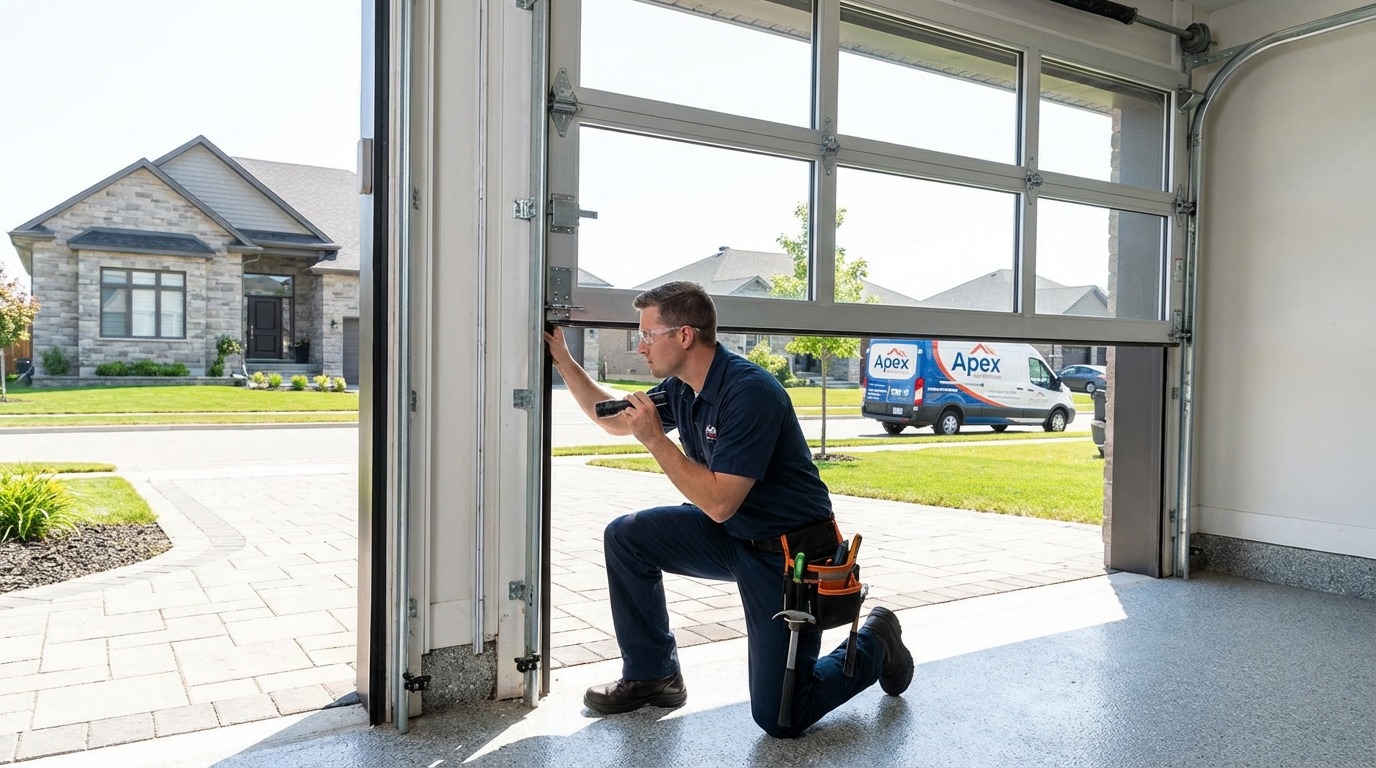 Professional technician performing full garage doo 58a772501e