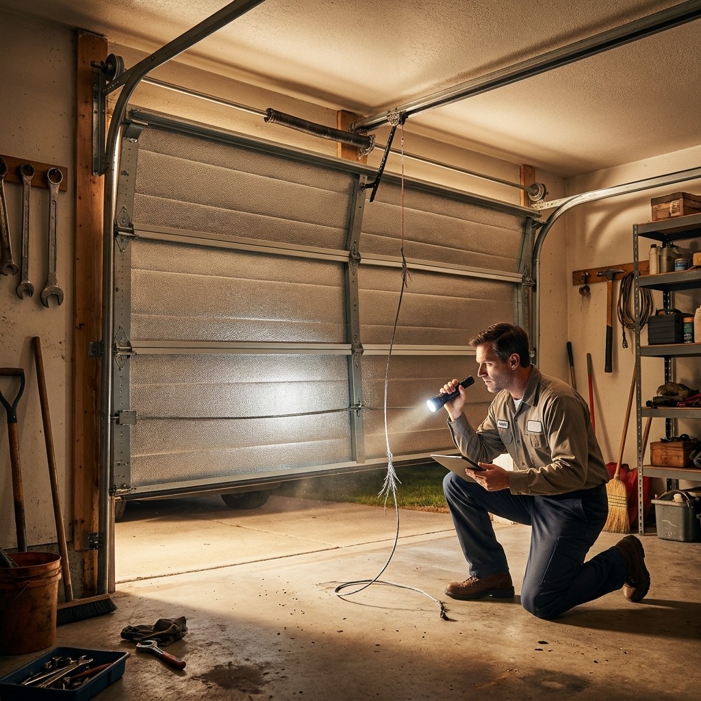 Certified technician executing precision Garage Door Drum Replacement & Shaft Tuning
