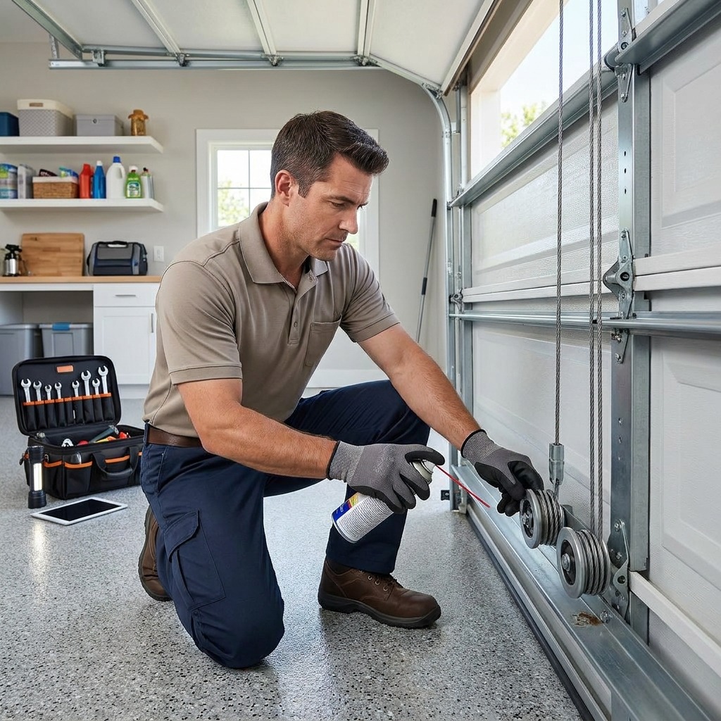 Certified technician executing precision Garage Door Opener Repair & Calibration